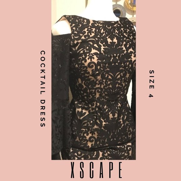 Cocktail off the shoulder dress by XSCAPE, size 4 - Picture 6 of 8